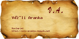 Váli Aranka névjegykártya