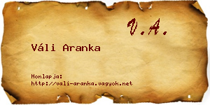 Váli Aranka névjegykártya